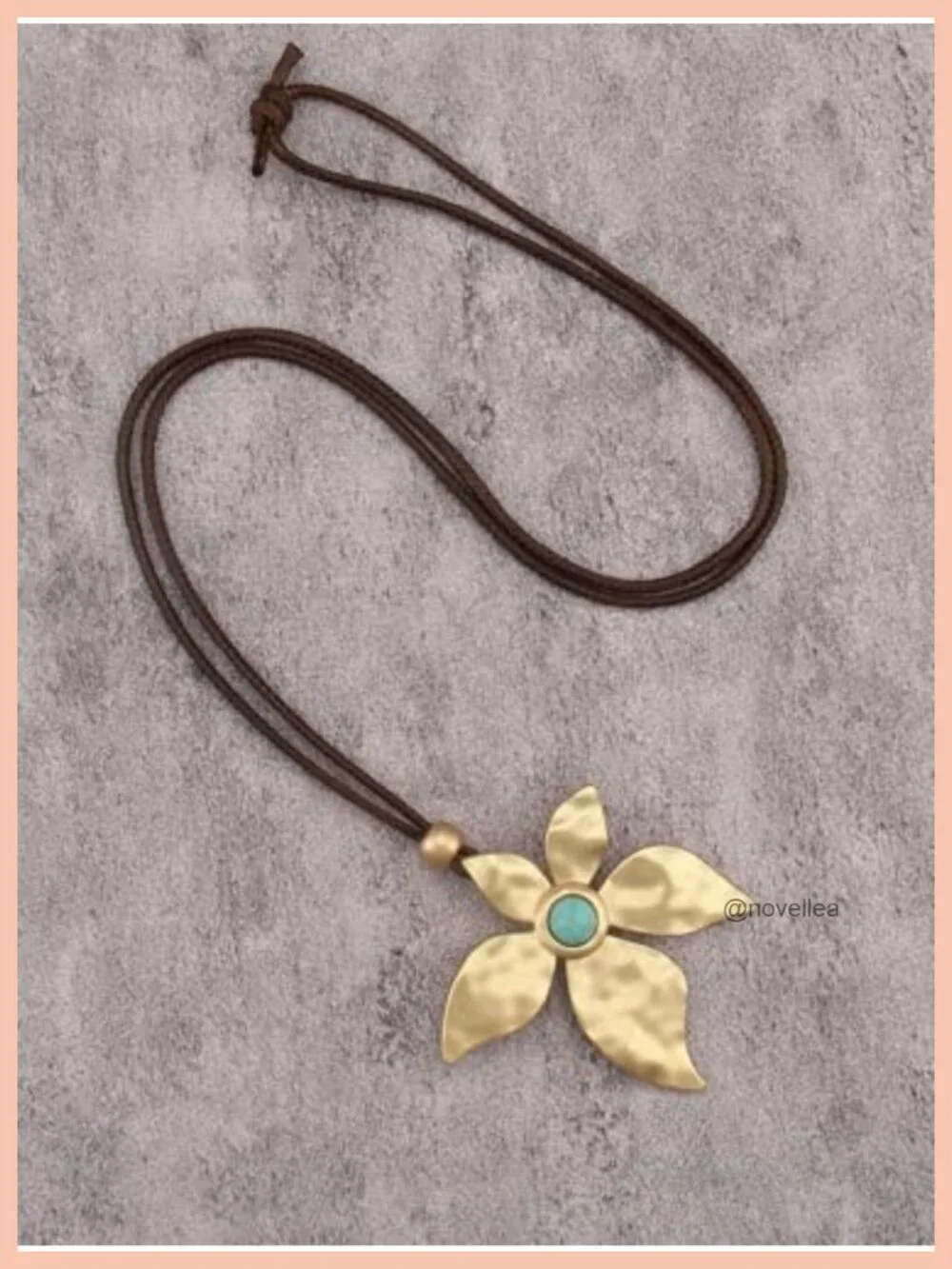 Faux Leather Turquoise Pendant Necklace Boho Chunky Circle Choker